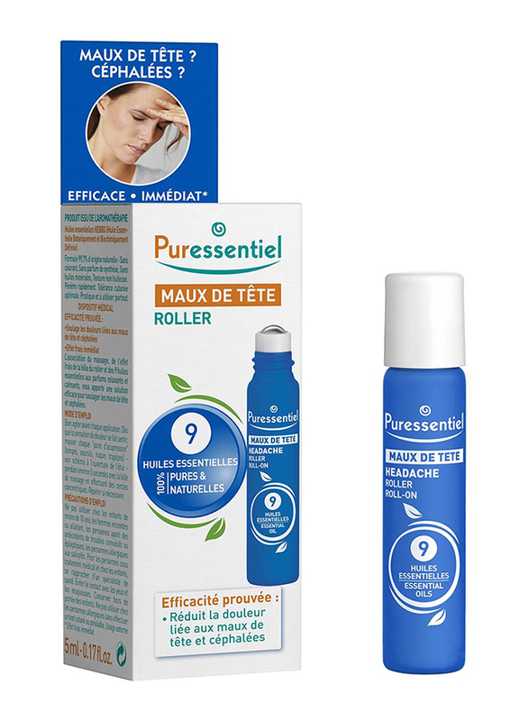 Puressentiel Headache Roller with 9 Essential Oils, 5ml