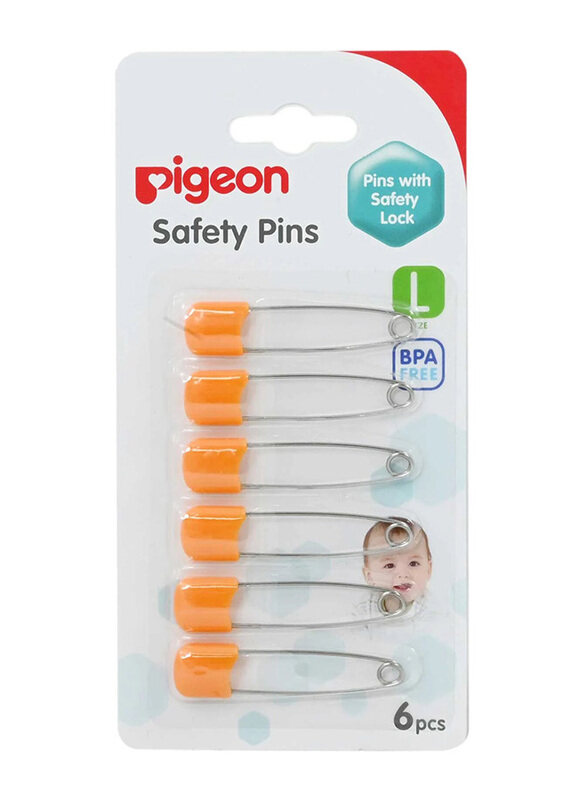 

Pigeon Safety Pins, Large, 6-Pieces, Orange