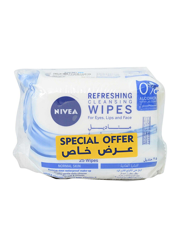 

Nivea Refreshing Cleansing Wipes, White, 25 Pieces