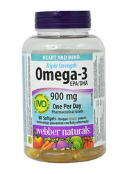 Webber Naturals Omega-3 Triple Strength Heart & Mine Dietary Supplement, 900mg, 80 Softgels