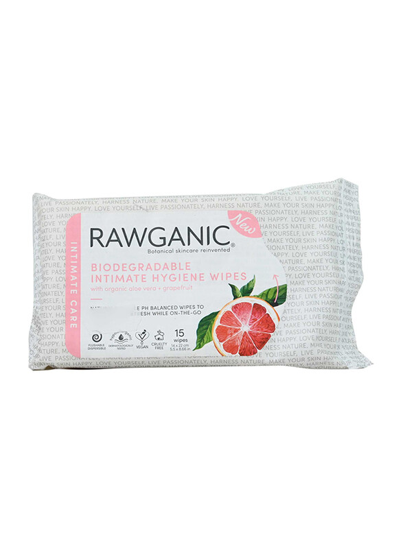 

Rawganic Feminine Hygiene Care Wipe, 15-Pieces