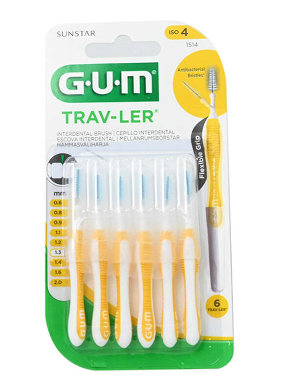 

Sunstar Proxa Travel Interdental Brush Set, Yellow, 1.3mm, 6 Pieces
