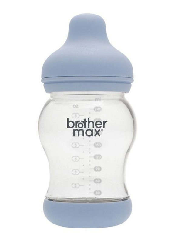 Brother Max PP Anticolic Feed Bottle, 240ml, Light Blue/Clear