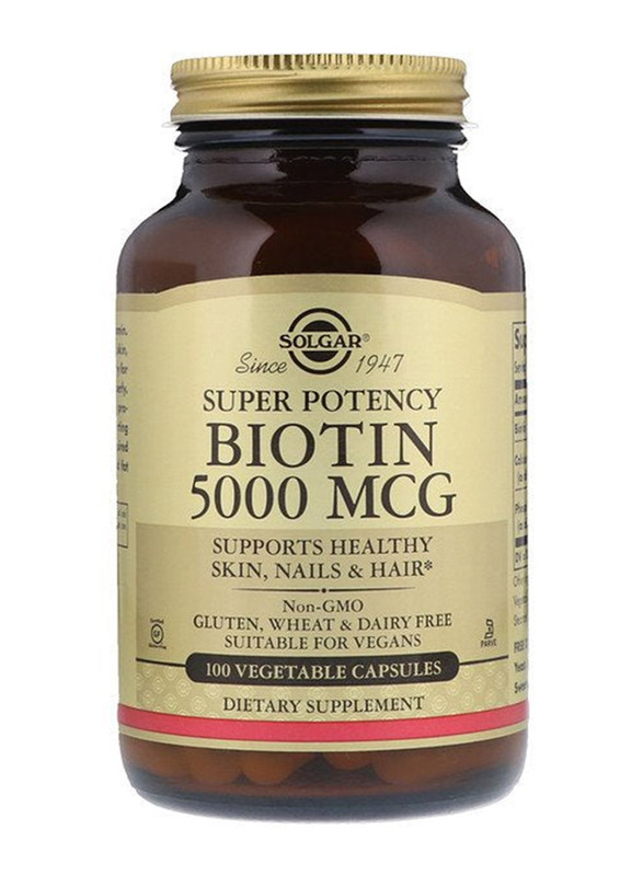 Solgar Super Potency Biotin, 5000mcg, 100 Vegetable Capsules