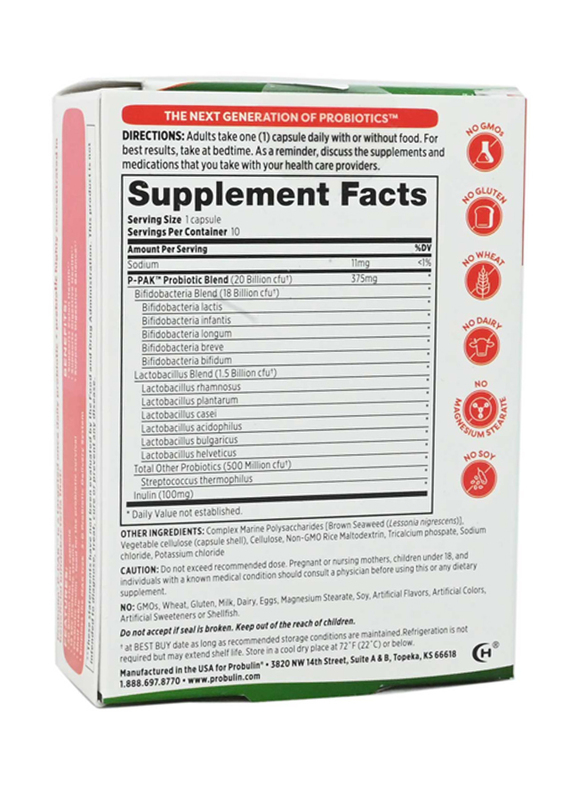 Probulin P-Pack Probiotic 20 Billion CFU Dietary Supplement, 10 Capsules
