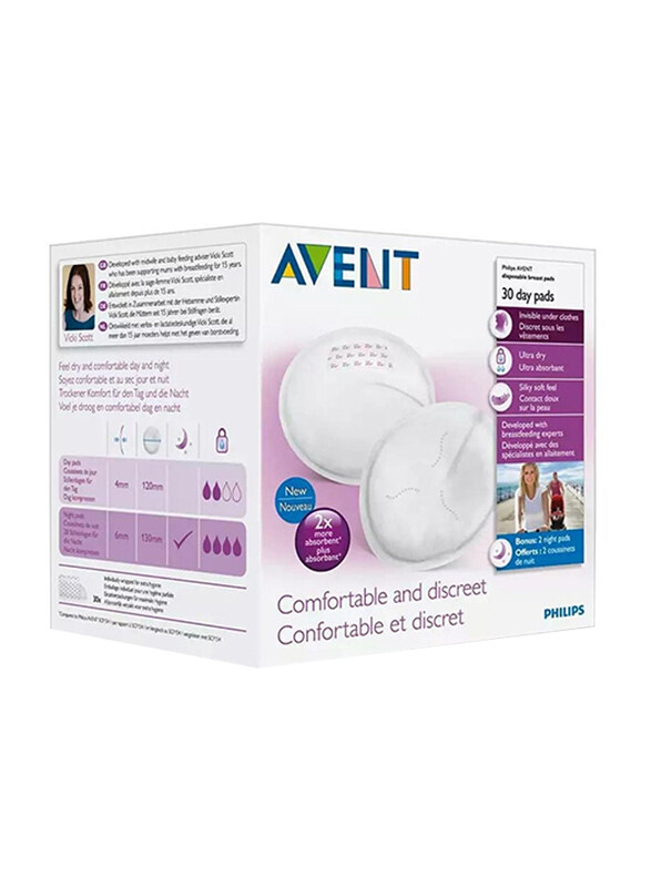 

Avent Disposable Breast Pad, 30 Days Pads, White