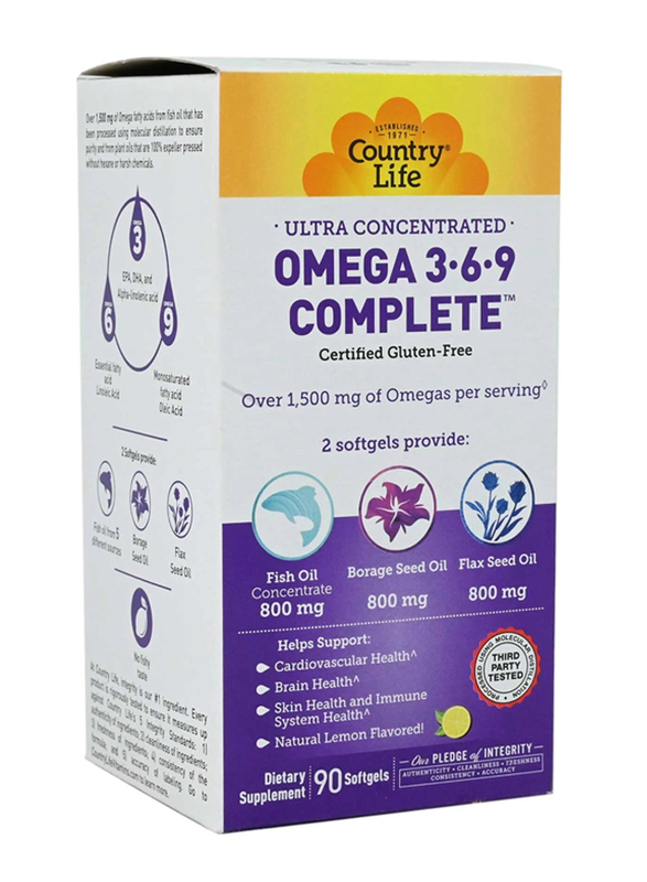 Country Life Omega 3-6-9 Complete Supplement, 90 Softgels