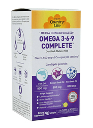 Country Life Omega 3-6-9 Complete Supplement, 90 Softgels