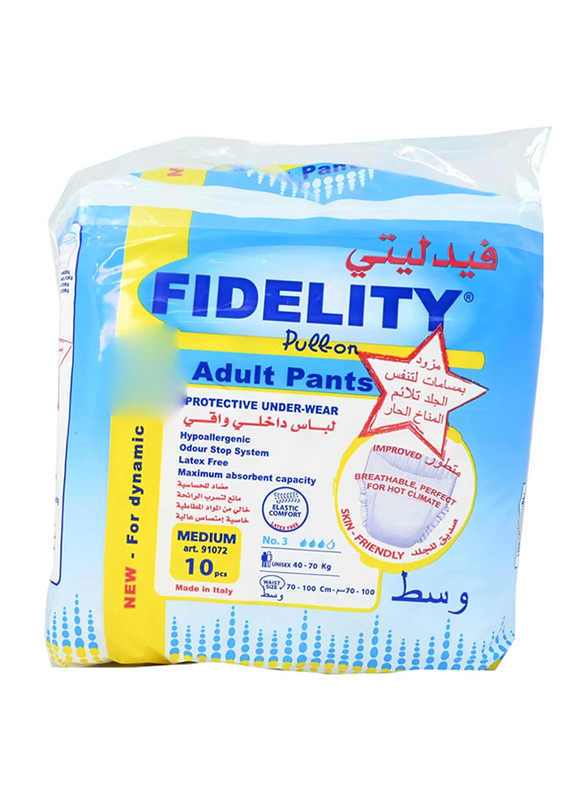 Fidelity Pull-On Adult Pants, 10 Pieces, Medium