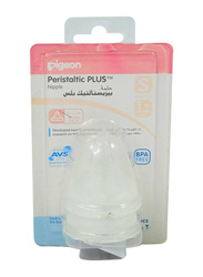 Pigeon Wide Neck Peristalt Plus Nipple Small, 2 Pieces, Clear