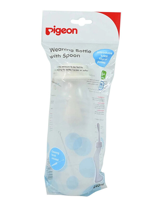 

Pigeon Weaning Bottle with Spoon, 240ml, White