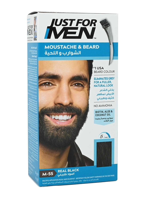 Just For Men Mustache & Beard Colour, Real Black, One Size
