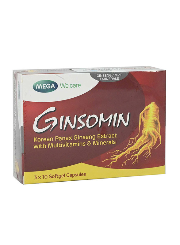 Ginsomin Ginseng Extract with Multvitamin Capsules, 30 Capsules