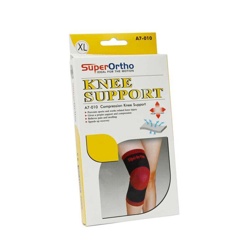 

Super Ortho A7-010 Compression Elastic Knee Support, X-Large, Black/Red