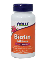 Now Biotin Dietary Supplement, 5000mcg, 60 Vegicaps