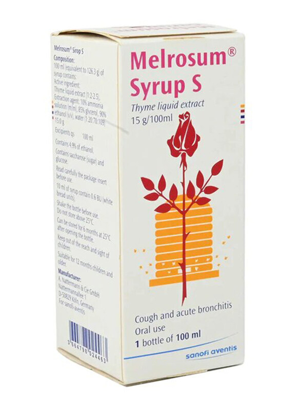 

Melrosum Thyme Extract Syrup S Cough Syrup, 15mg, 100ml