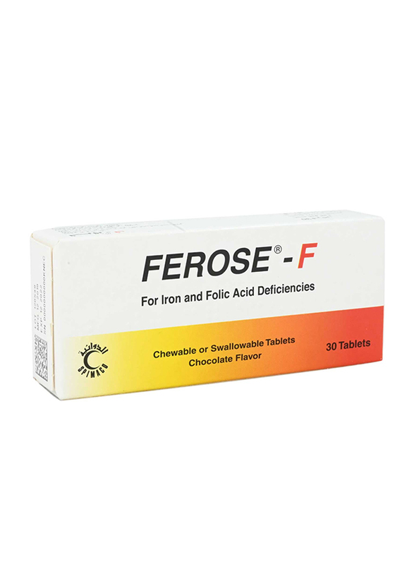 Spimaco Ferose Folic Acid Deficiencies, 30 Chewable Tablets