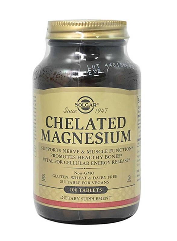 Solgar Chelated Magnesium Dietary Supplement, 100 Tablets