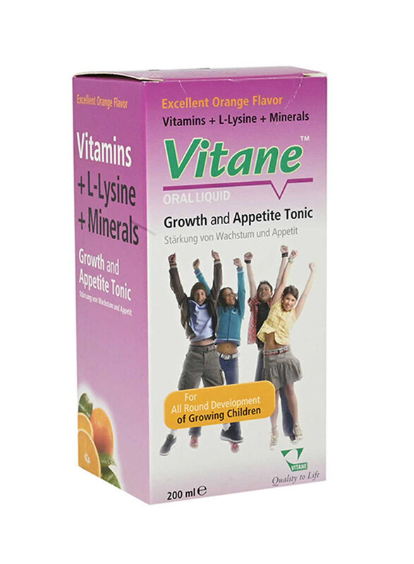 

Vitane Oral Liquid Growth & Appetite Tonic Orange Flavor, 200ml