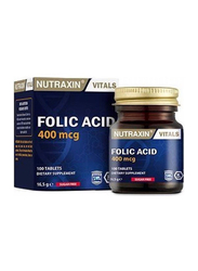 Nutraxin Vitals Folic Acid Dietary Supplement, 400mcg, 100 Tablets
