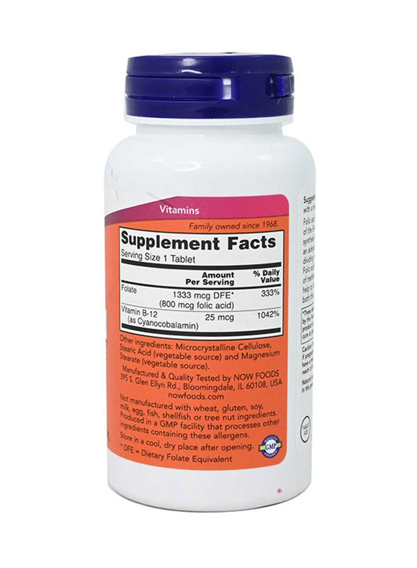 Now Folic Acid Dietary Supplement, 800mcg, 250 Tablets