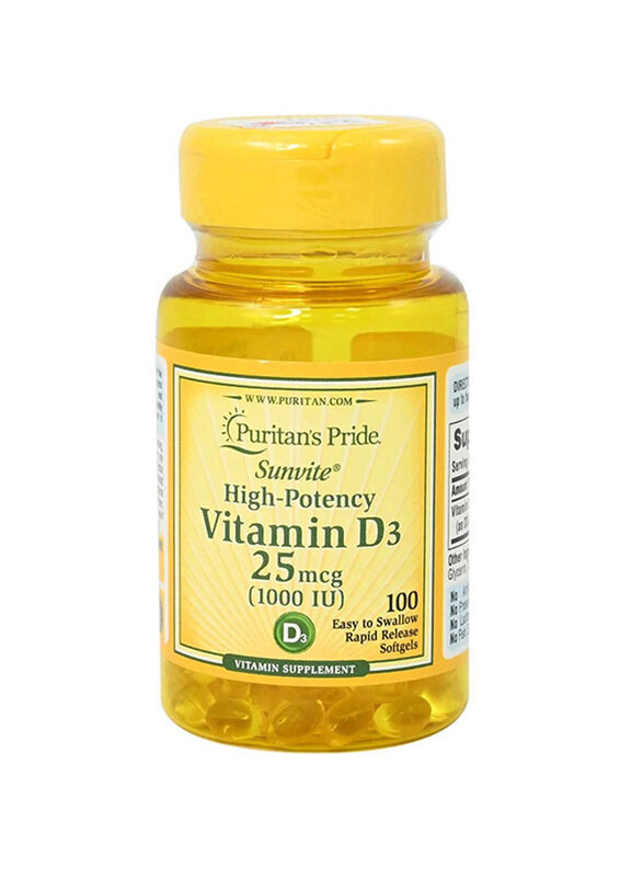 

Puritans Pride Sunvite High Potency D3 Supplements, 1000IU, 100 Softgels