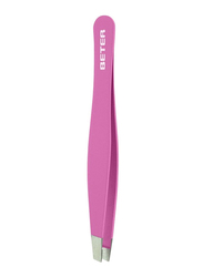 Beter Soft Touch Ergonomic Slanted Tip Tweezers, 24079, Pink/Silver