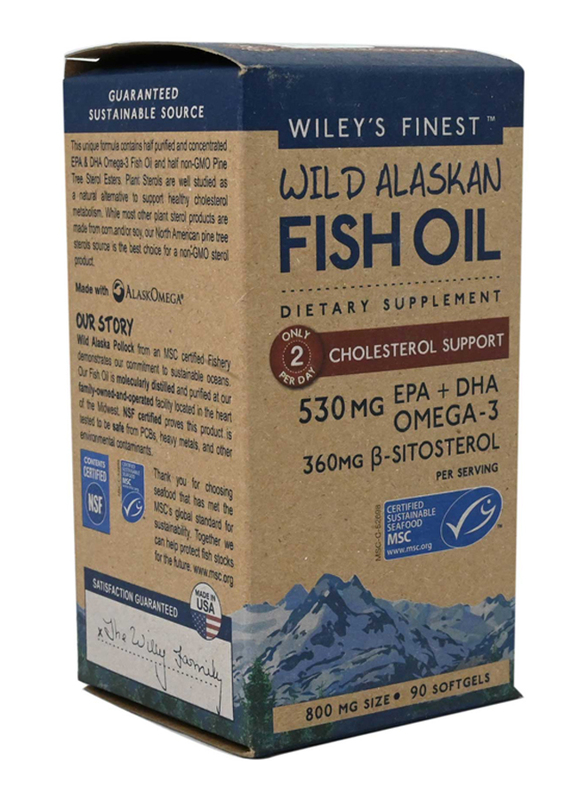 Wileys Cholesterol Support EPA + DHA Omega 3 Dietary Supplement, 360mg, 60 Softgel