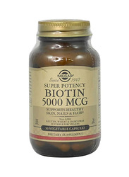 Solgar Super Potency Biotin Dietary Supplements, 5000mcg, 50 Vegetable Capsules