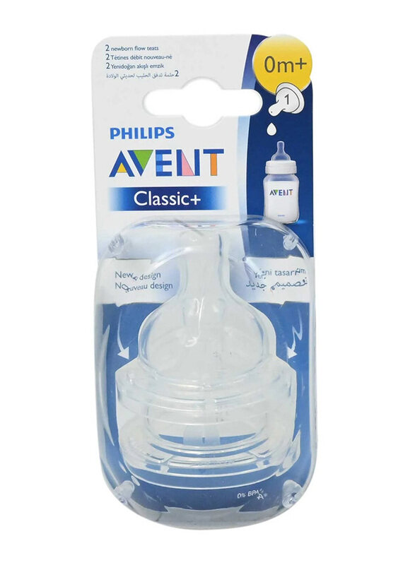 

Avent Classic Plus Holex2 Silicone Teat 1 Nipples, 2 Pieces, Clear