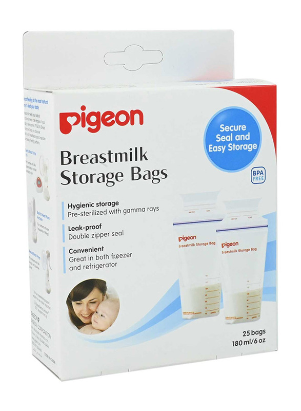 Pigeon Breast Milk Storage Bags, 25 x180ml, White