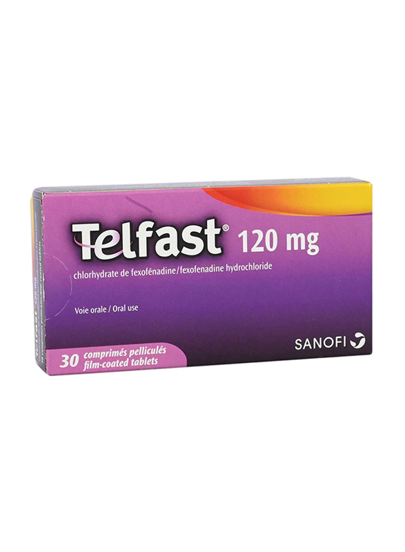 Sanofi Telfast 120mg Fexofenadine Hydrochloride, 30 Tablets