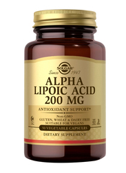 Solgar Alpha Lipoic Acid Vegetable Dietary Supplement, 200mg, 50 Capsules