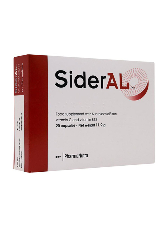 Sideral Food Supplement with Sucrosomial Iron Vitamin C and Vitamin B12, 20 Capsules