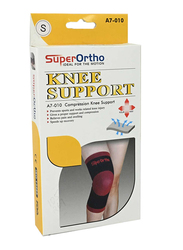 Super Ortho A7-010 Compression Electic Knee Support, Small, Black/Red