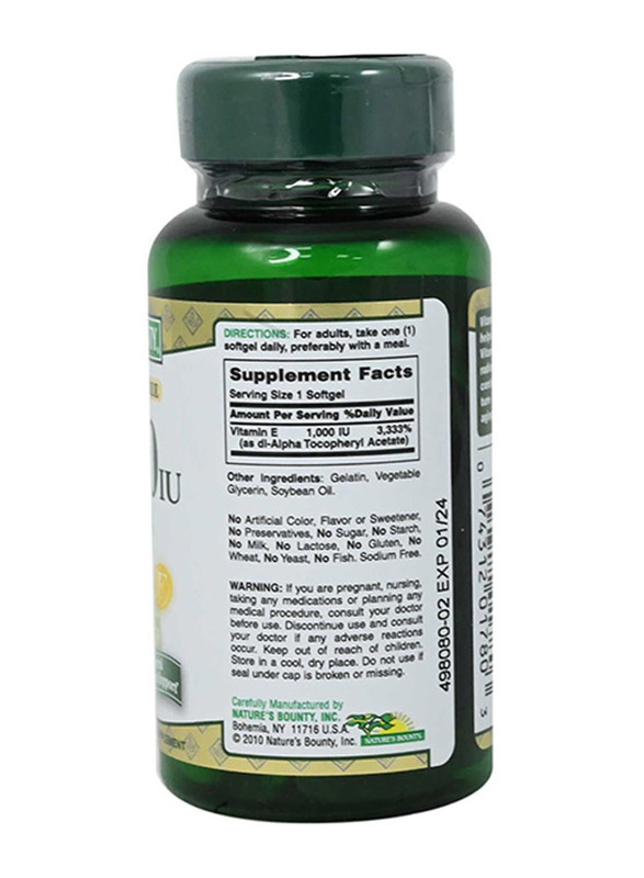 Nature's Bounty E 1000 IU Pure d1-Alpha, 50 Softgels