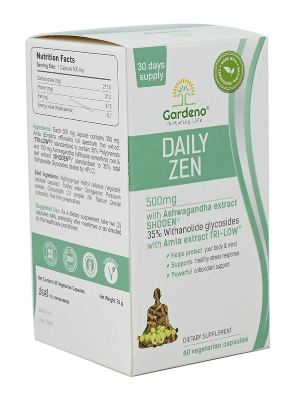 

Gardeno Daily Zen Dietary Supplement, 500mcg, 60 Capsules