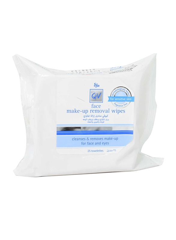 Ego Qv Face Make Up Removal Wipes, 25 Pieces, White