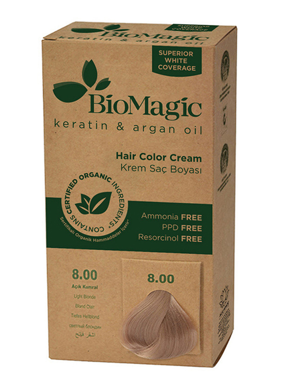 Biomagic keratin & Argan Oil Hair Color Cream, 8/00 Light Blonde