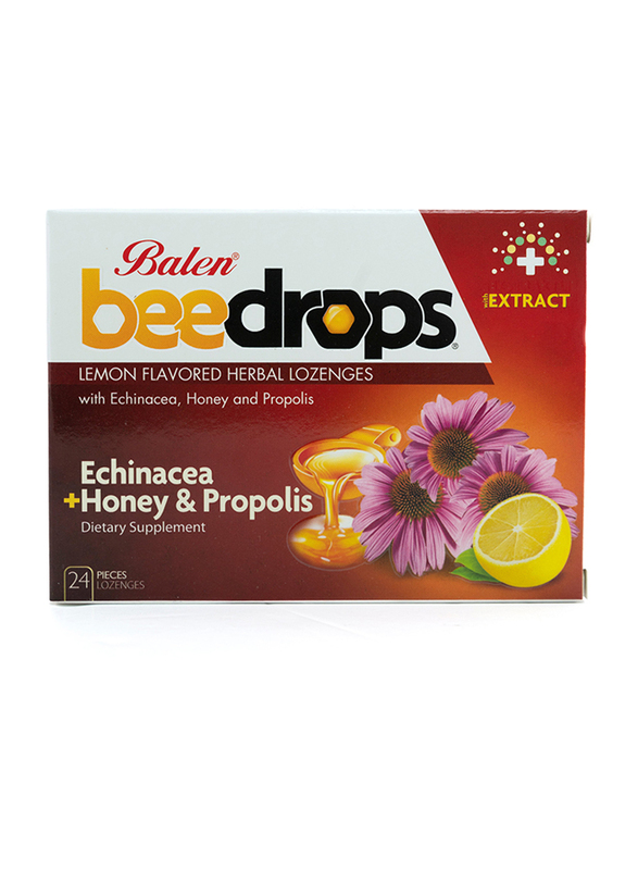 Balen Beedrops Lemon Flavoured Herbal Drops Echinacea with Honey & Propolis Extract Dietary Supplement, 24 Lozenges