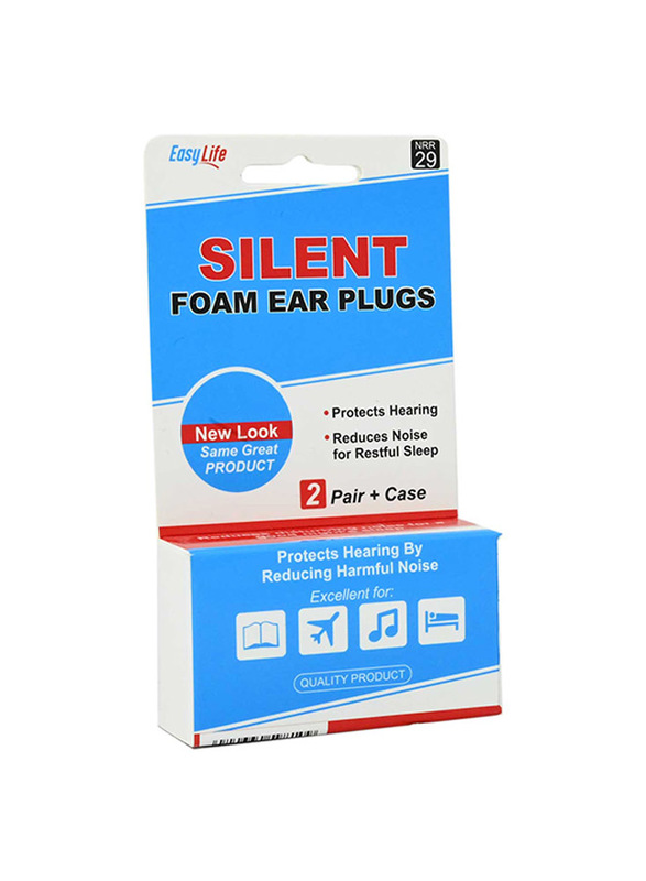 Easy Life Silent Foam Ear Plugs, 2 Pair, White/Blue