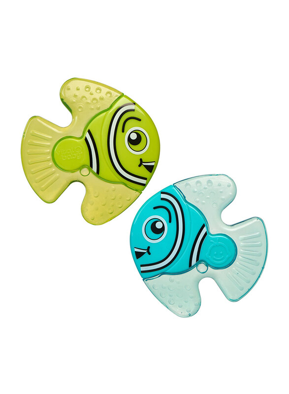 

Vital Baby Soothe Fishy Friends Teethers, 0 Months+, 2 Pieces, Green/Blue