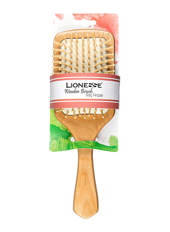 Tarko Lionesse Wooden Rectangle Hair Brush, Brown