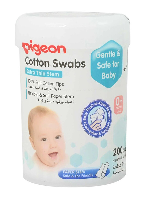 

Pigeon 200-Pieces Extra Thin Stem Wipes Cotton Swabs for Babies