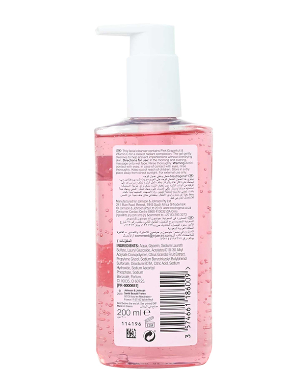 Neutrogena Visibly Clear Pink Grape Fruit Face Wash, 200ml