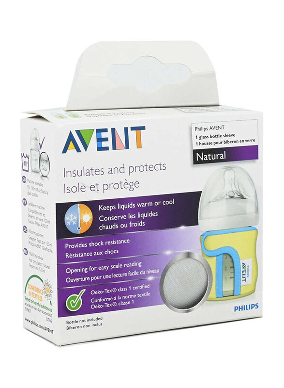 

Avent Glass Bottle with Sleeve, 120ml, Clear/White/Yellow