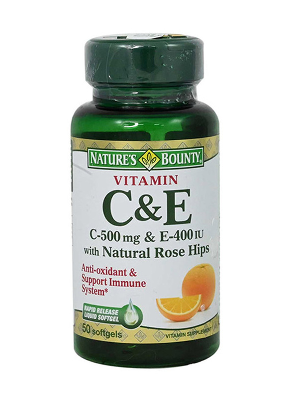 Nature's Bounty C&E with Rose Hips Vitamins Supplement, 50 Softgels
