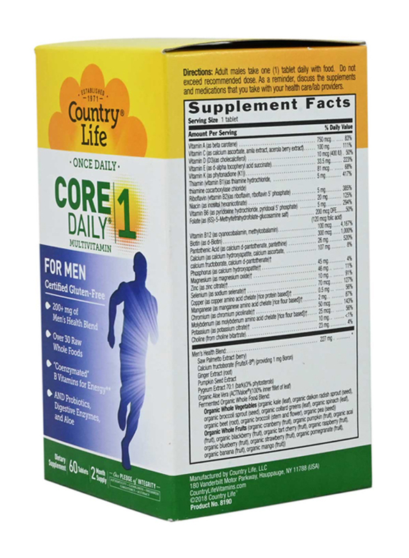 Country Life Core Daily 1 Multivitamin Dietary Supplement, 60 Tablets