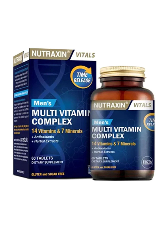 Nutraxin Vitals Men's Multi Vitamin Complex Dietary Supplement, 60 Tablets