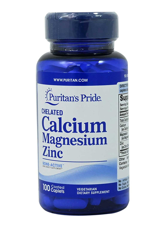 Puritans Pride Calcium Magnesium Zinc Dietary Supplement, 100 Tablets